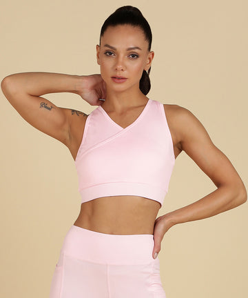 Cross Back Sports Bra – Baby Pink